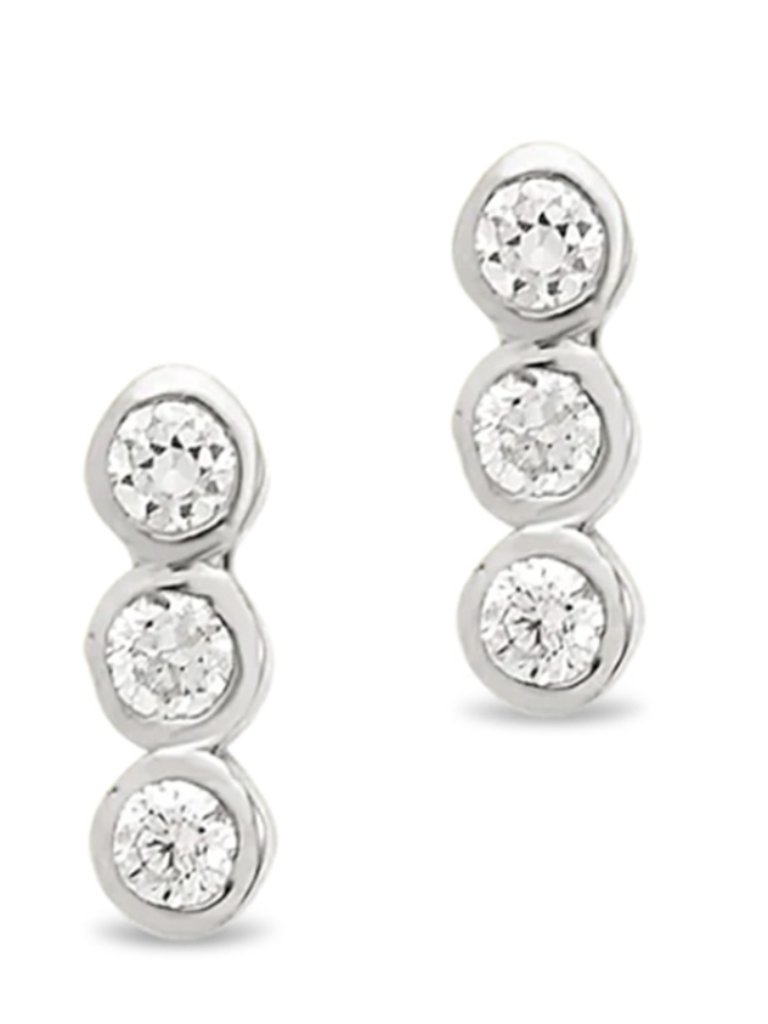 Never-Worn Dainty Sterling Silver Bezel Row Stud Earrings From Sterling Forever